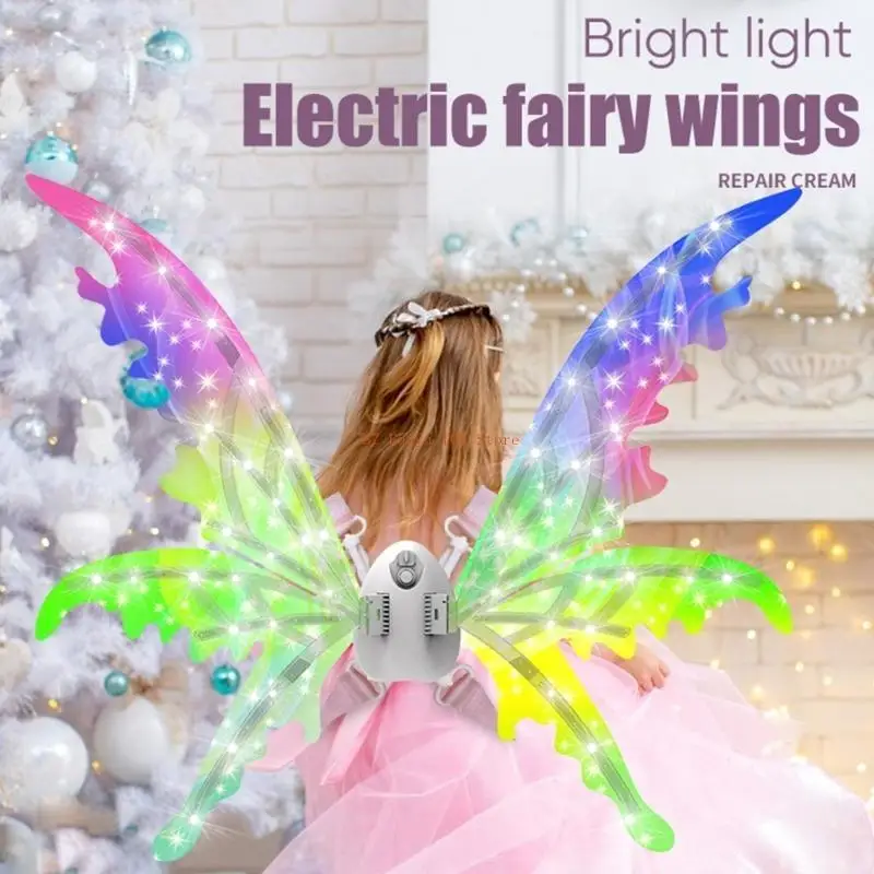 96GC Electric ButterflyWing for Girl LED Flying Princess Fairy Wing Dress Up Costume Children School Dance Play Props
