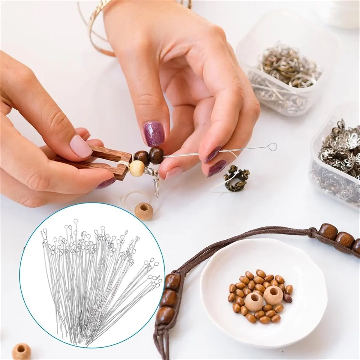 Budget-Friendly-Hot 300 Pcs 1.6 Inch 304 Stainless Steel Open Eye Pins Headpins for Jewelry Necklace Making