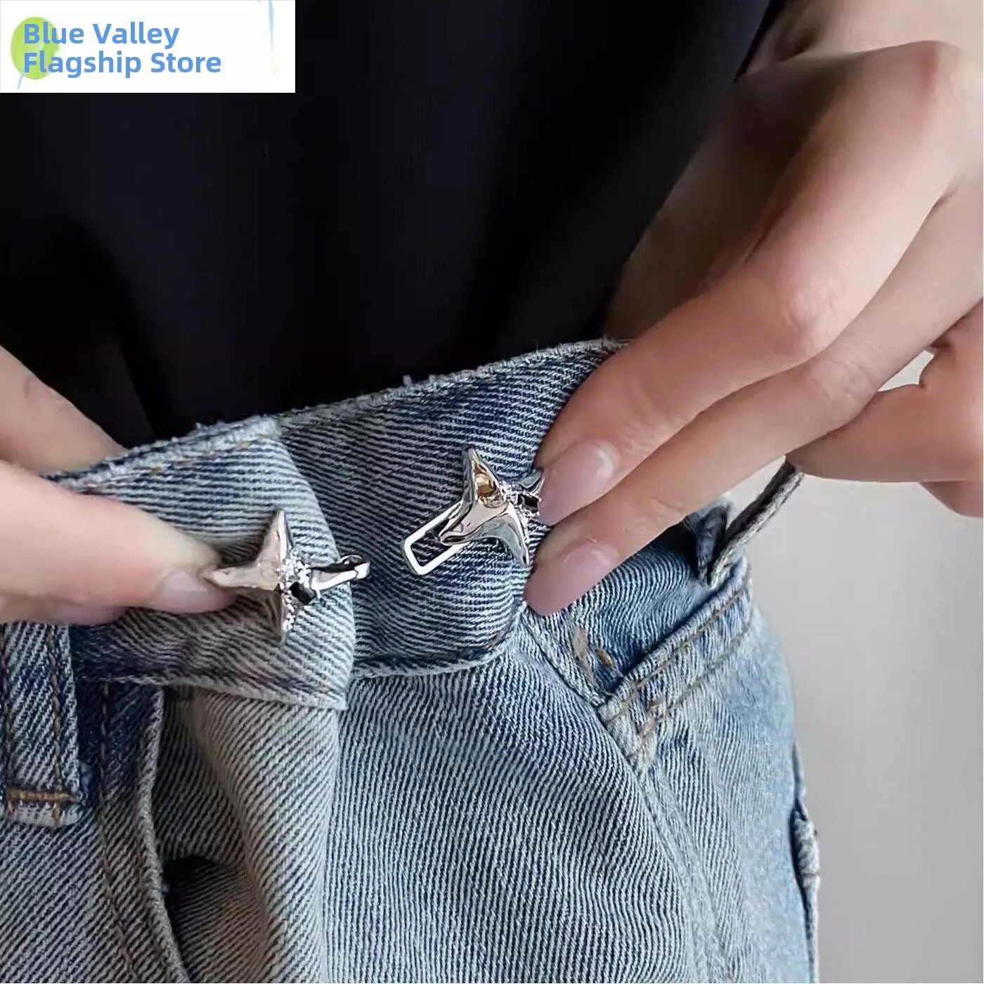 

Невидимый пояс для женских джинсов с искусственной регулируемой пряжкой, звездой на четырех углах, для ленивой регулировки талии, женский