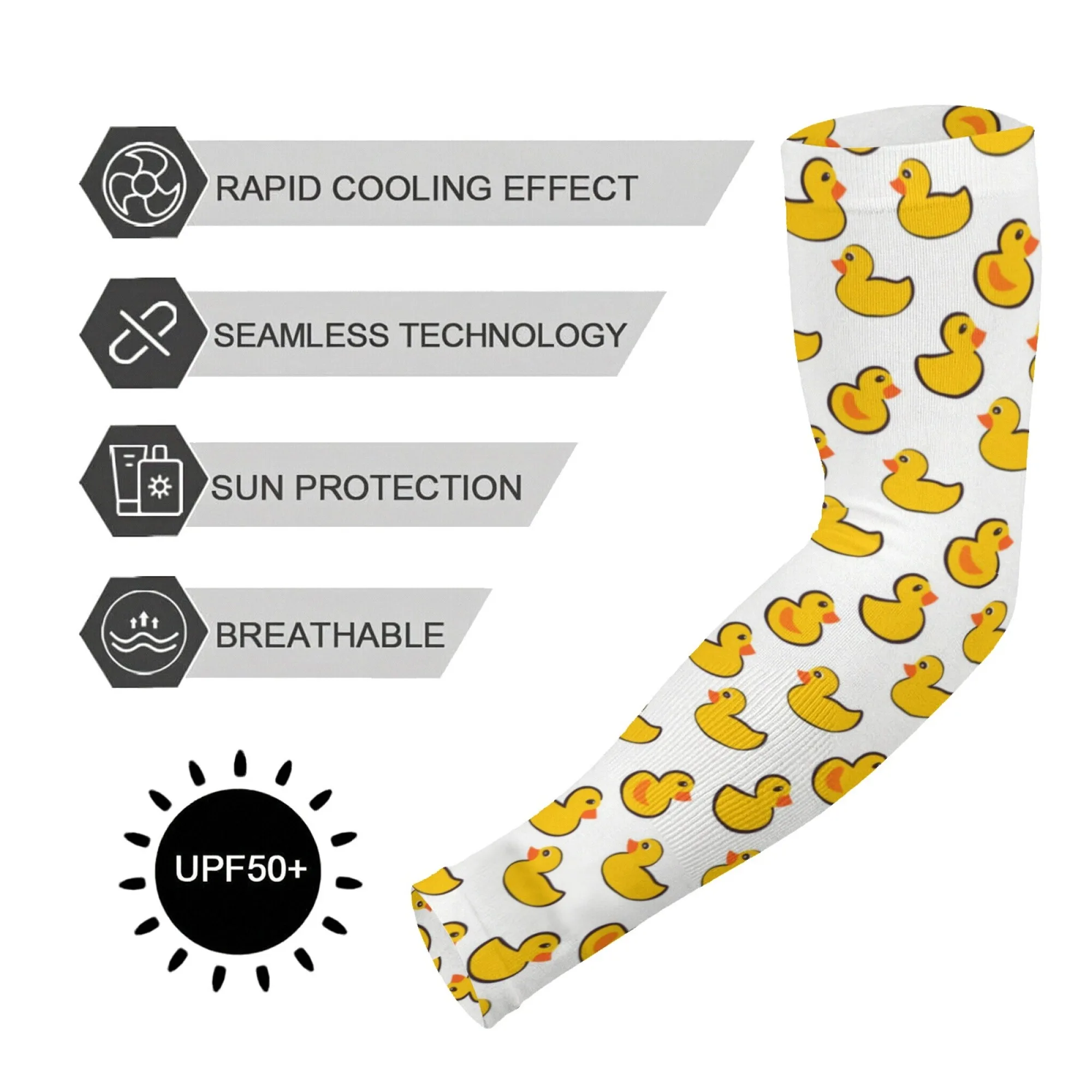 

Yellow Rubber Duck UV Sunscreen Arm Sleeve Outdoor Running Cycling Sports Ice Sleeve Fishing Gardening Driving Sleeves Unisex