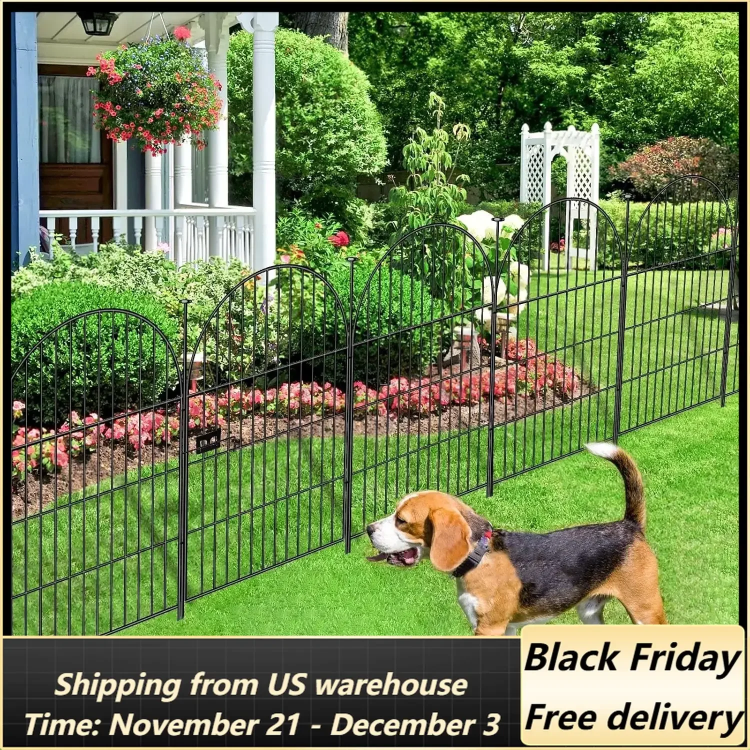 Garden Fence Animal Barrier with Gate 32 in(H)×36 Ft(L) 16 Panels,Rustproof Metal Wire Tall Fencing Border for Dogs Rabbits