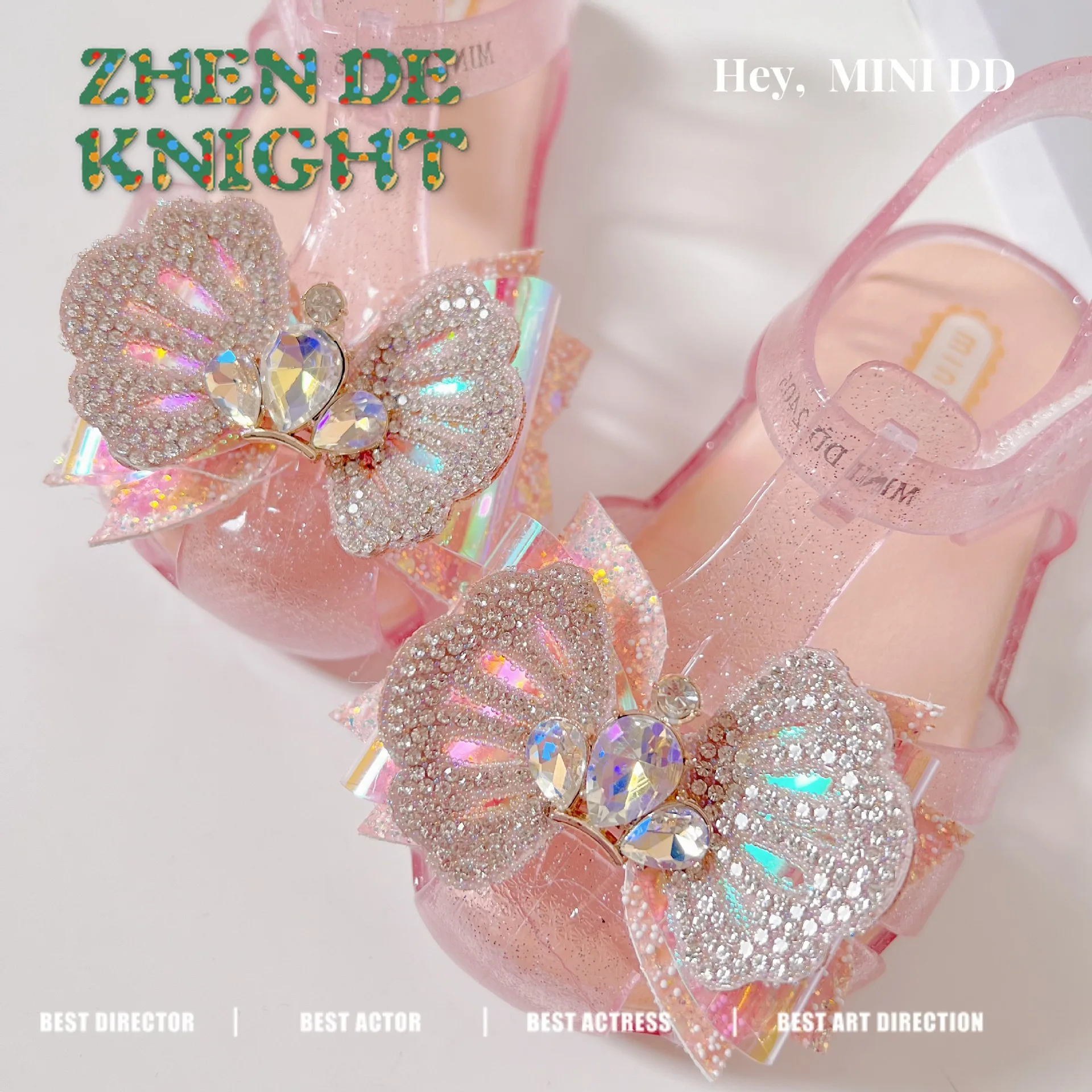 

New Girls Students Show Shoes Rhinestone Bow Toddler Baby Girl Soft Jelly Shoes Summer Kids Non-slip Shoes Beach Sandals
