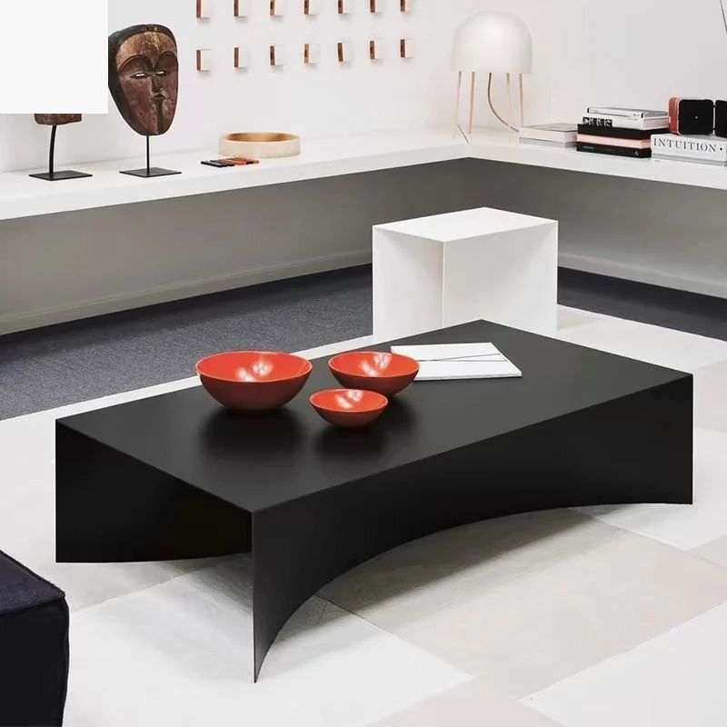 

Italian modern minimalist coffee table black rectangular designer living room combination home creative simple light