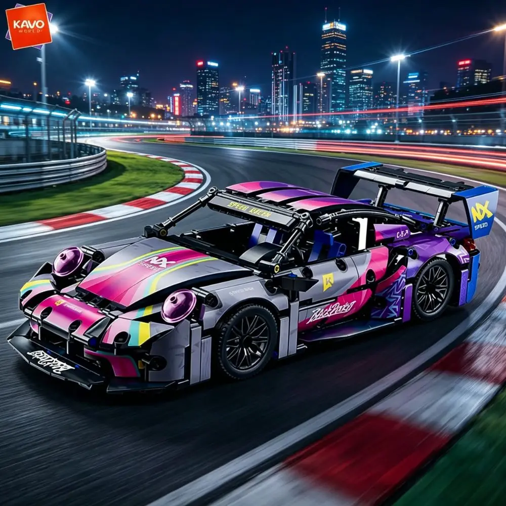 

KAVOWORLD 975PCS Neon Technical Racing Sports Car 1:14 Scale Supercar Bricks Puzzle Education Toys Birthday Gifts for Teens