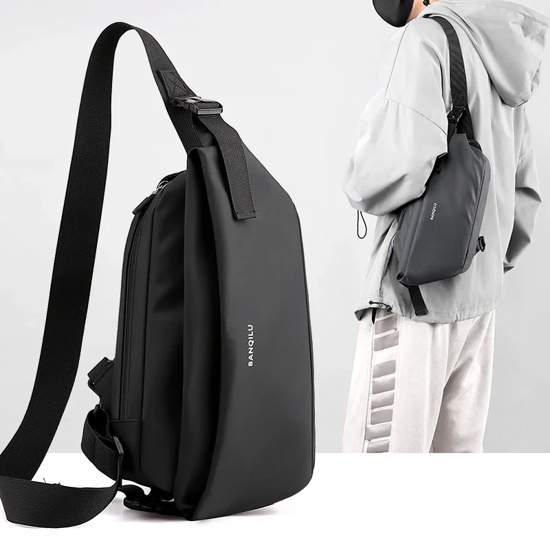 

2025 Men's Messenger Crossbody Shoulder Business Sports Male Trip Carry Nylon Casual Chest Bags With Big Pockets Zipper For Work