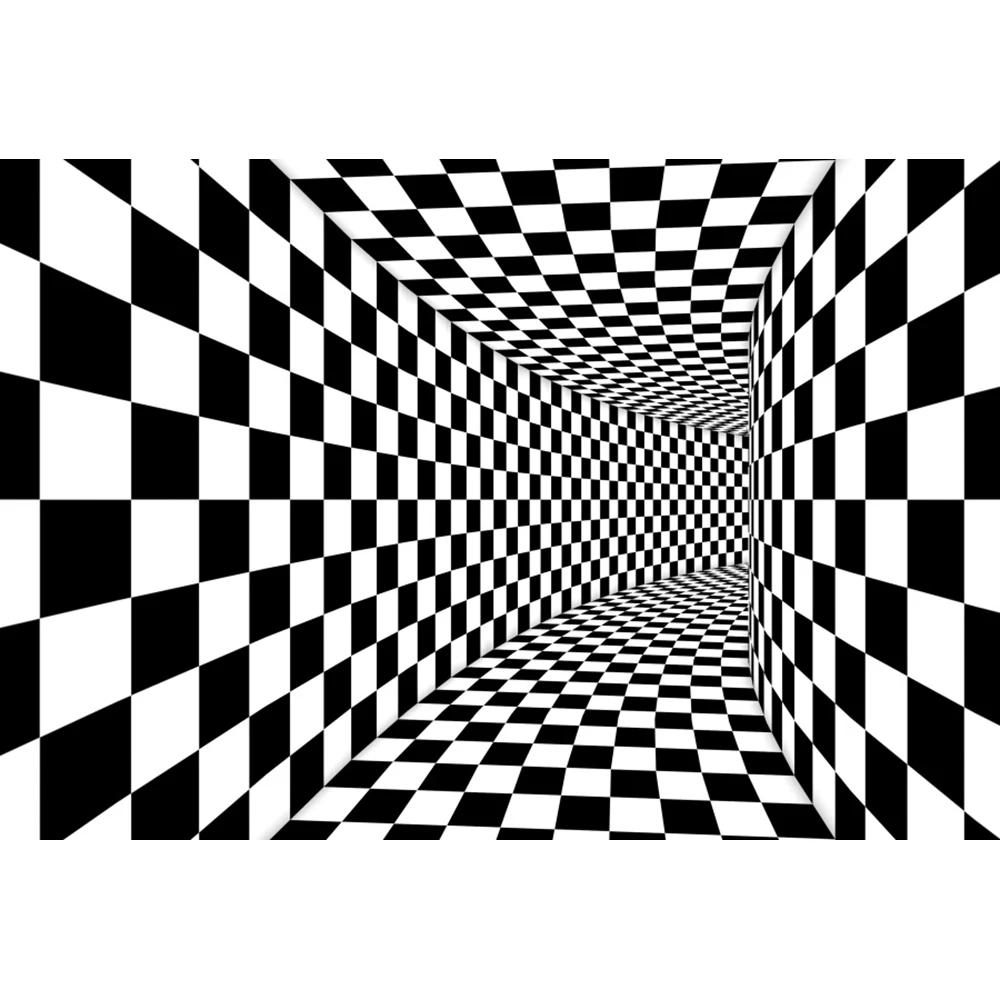 ฉากหลังลายตาราง3D สีดำและสีขาวทารกแรกเกิดภาพพื้นหลังของผู้ใหญ่ภาพสตูดิโอสแควร์ตกแต่งห้องที่ทันสมัย