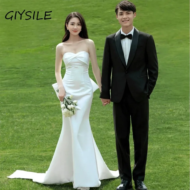 

GIYSILE Tube Top Light Wedding Dress 2025 White Simple Fashion Elegant Wedding Dress in Spring Formal Dress Women Elegant