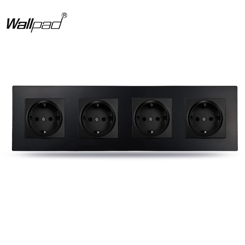 PC 4 Black EU Socket with USB A Type C Wallpad 86mm Quadruplex Matte Plastic Panel Euro Standard Electrical Power Socket Outlet