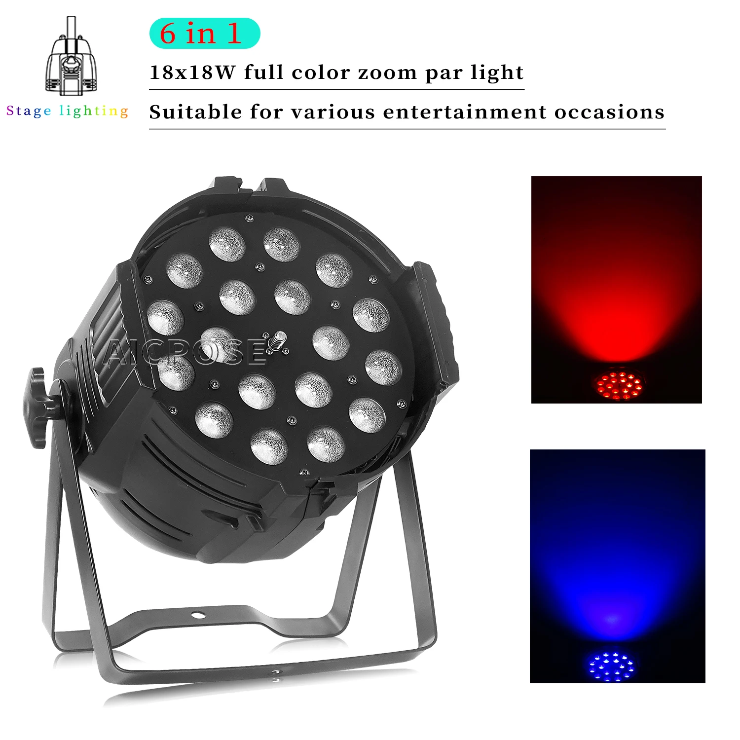 

2-8pcs 18x18W RGBWAUV 6 in 1 LED Stage Light Strip Zoom Function Dimmable DMX Control for DJ Disco Party Stage Lighting