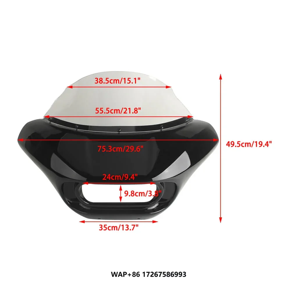 

Club Style Shark Headlight Fairing Gloss Black ABS 9" Windshield for Harley Softail Low Rider S FXLRS 114/117 2020-2025