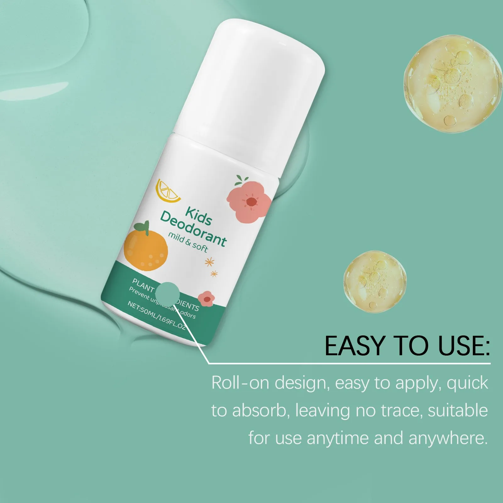 Perfume Deodorant Kids Fragrance Body Gentle Citrus Vanilla Roll-On Safe Hypoallergenic Odor Control Fragrance Plant Underarm