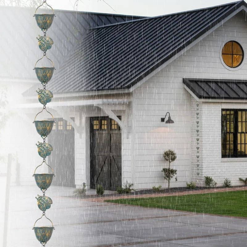 Lotus Rain Chain Decorative Water Diverter Chain for Courtyard Garden Downspout Decoration