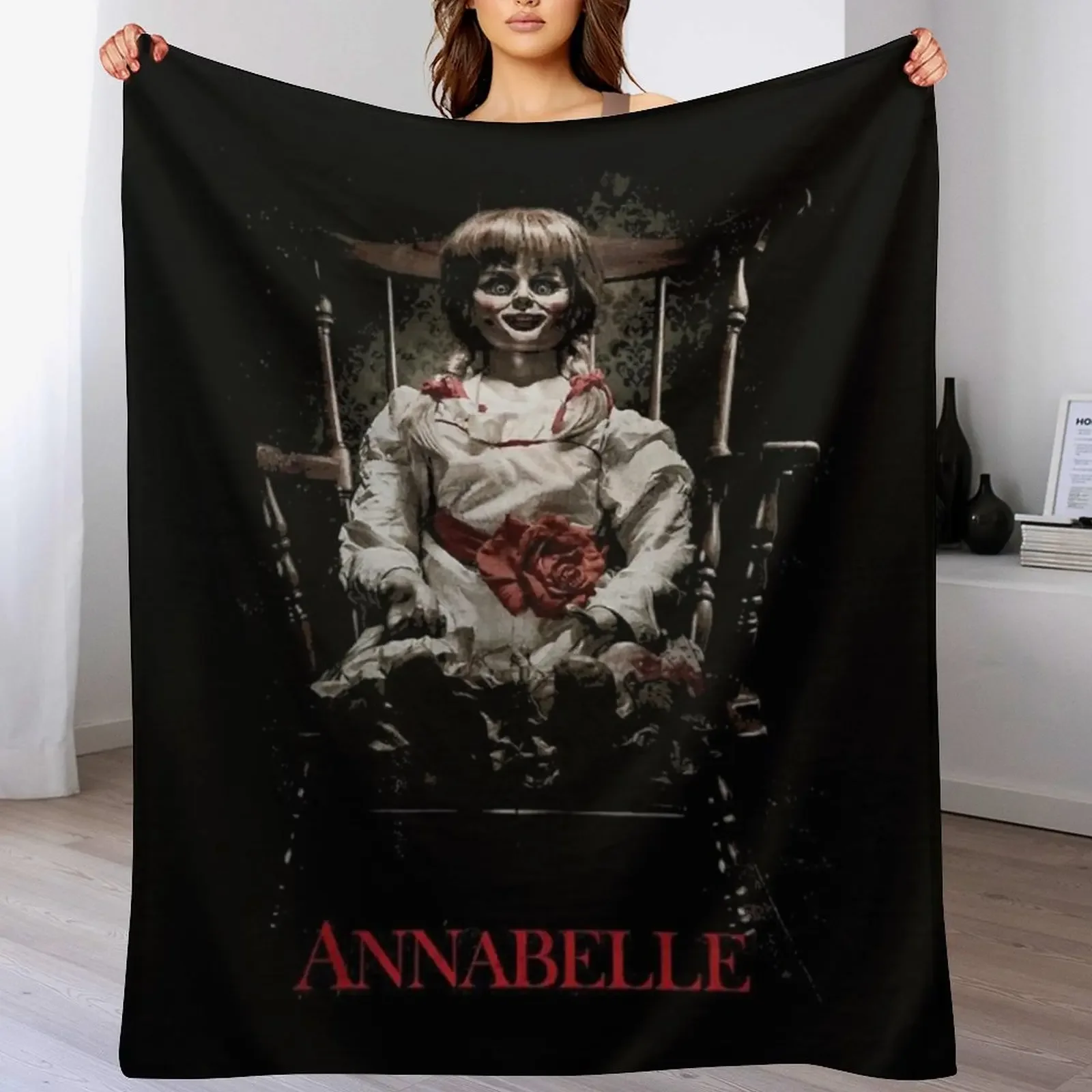 New A Girl Who Loves Demon Annabelle Creation The Haunted Doll Cool Gifts Throw Blanket Spring Fall Cozy Throw Blanket for Couch