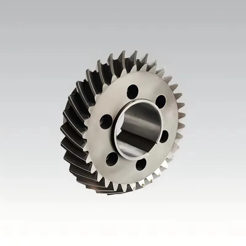 Quenched Ground Alloy Steel Spiral Bevel Gear, Custom Taper Curved Tooth Mining Gear, High Precision Heavy Duty Industrial Mecha