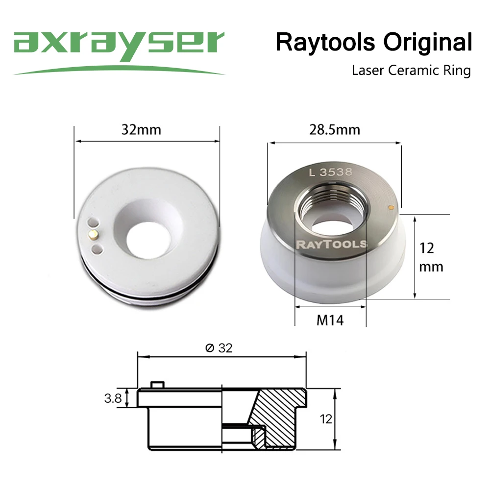 Raytools Original Laser Ceramic Ring Dia 32mm M14 Nozzle Holder for Fiber Cutting Head