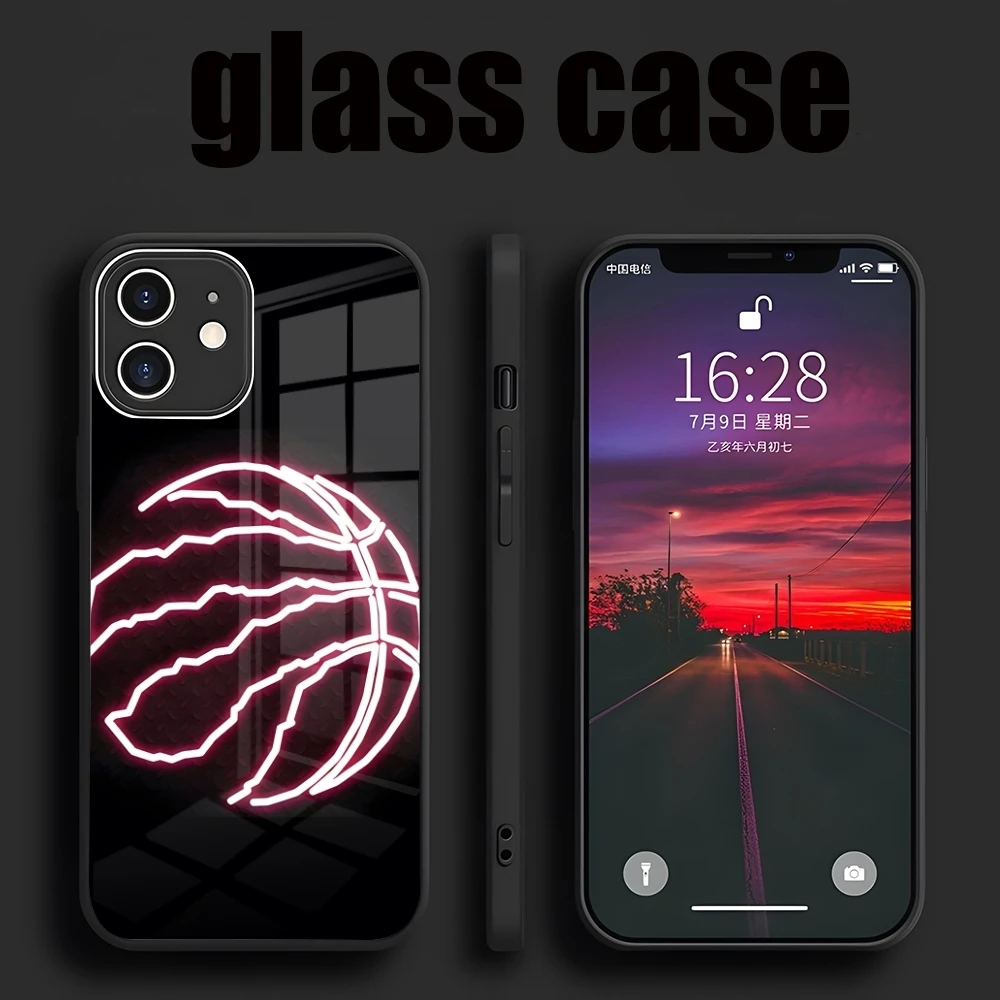 Basketball Phone Case For iPhone 14 15 Pro Max Plus 13 12 11 X XR XS 8 7 6 MINI SE 2022  Glass Design Back Cover