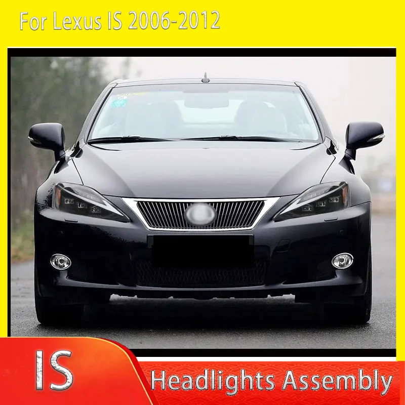 

Автомобильные фары для LEXUS IS IS250 IS300 2006-2012, обновление, 3-линзовая светодиодная фара DRL, динамический сигнал, передний фонарь в сборе