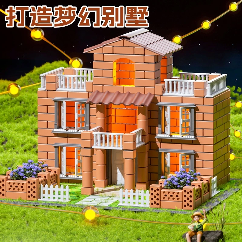 DIY Cement Brick Building Toy Set For Kids Architectural Model Kit For House Playroom Table Decor Birthday Christmas Gift
