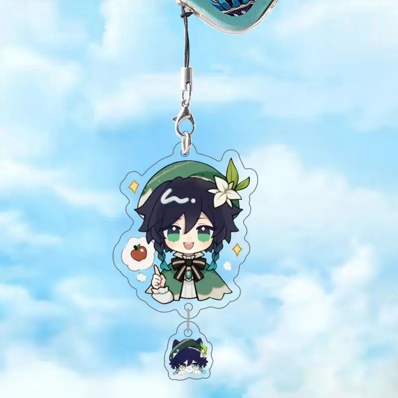 Genshin Impact personaje del juego Venti Xiao Balladeer llavero acrílico bolso colgante accesorios de cadena de teléfono