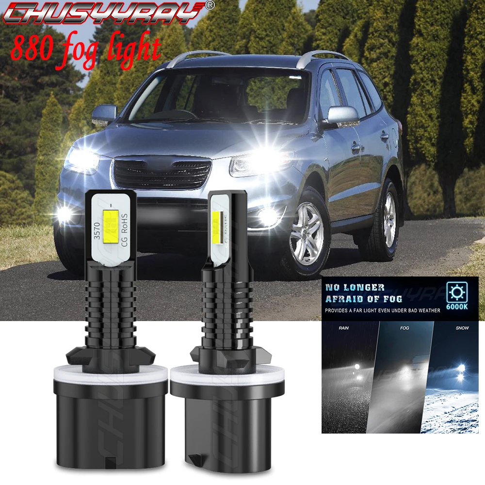 

CHUSYYRAY 2x 880 Led Fog light Compatible For 2002-2006 Hyundai Santa Fe Bulbs 892 893 899 890 Replacement Bulbs Car accsesories