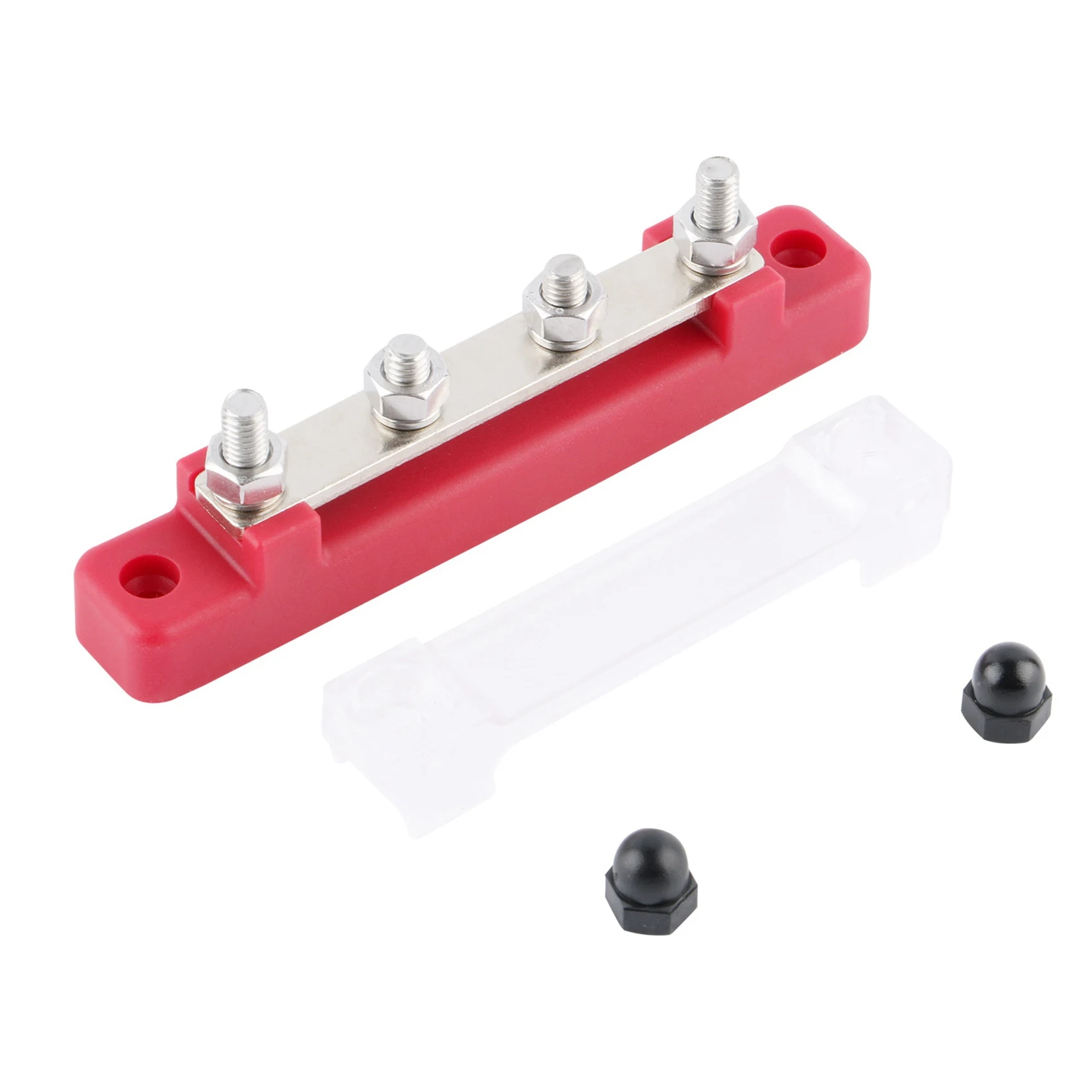 150A 4-Way Straight Busbar, AC and DC High Current with Transparent Top Cover, Suitable for Car, Marine Caravan, RV