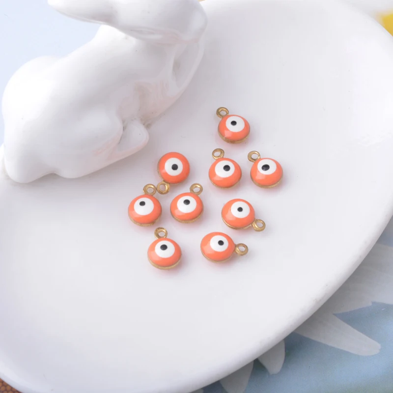 30 Stück doppelseitige Böses-Auge-Anhänger aus Kupfer mit Emaille, Glücksbringer-Mini-Anhänger für Armbänder, Halsketten, Ohrringe und Accessoires – Detail 9