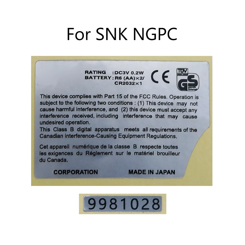 YuXi 1 قطعة ل GB GBC GBL GBP لعبة وحدة التحكم شل استبدال ملصقات للتسمية ل SNK NGPC WSC العلامة الخلفية