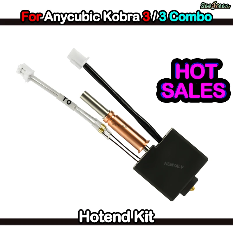 For Anycubic Kobra3 Spare Parts Accesories Hotend Nozzle Thermistor Heating Tube 24v 50w Heater Block For Anycubic Kobra 3 Combo