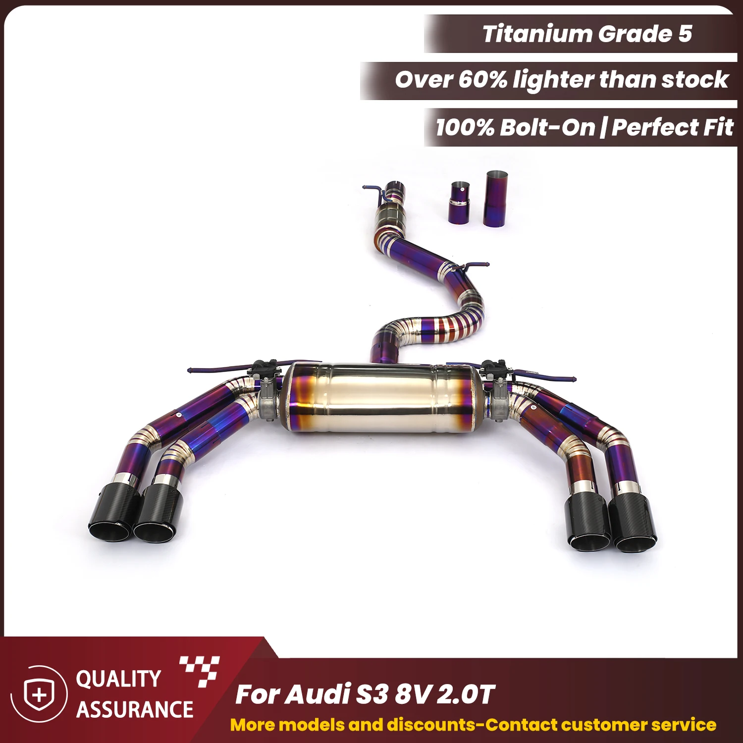 

ECCF Sporty Exhaust Sound Titanium Valved Catback Exhaust For Audi S3 8V 2.0T Performance Upgrade Easy Installation
