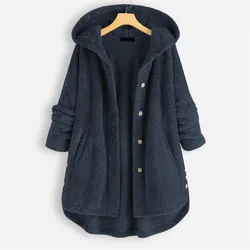 Hooded Jacket Double-sided Velvet Women Outwear Loose Hoodie Fashion Length Warmth Coats Streetwear Plus Size Autumn Winter