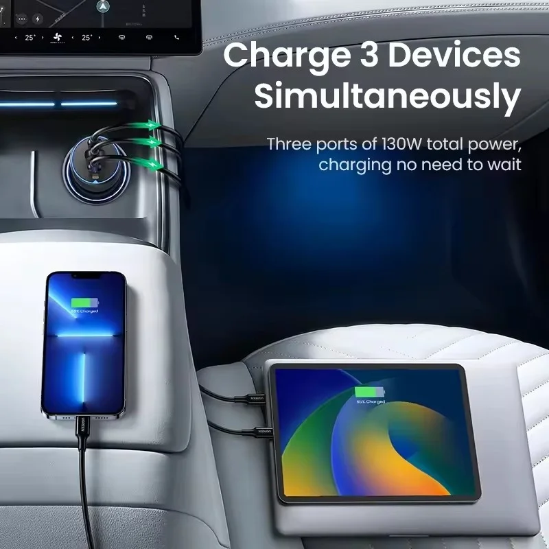 UGREEN 130 واط شاحن سيارة لشاومي آيفون سامسونج دفتر شحن سريع شحن سريع PD3.0 أجهزة الكمبيوتر المحمولة Tabet USB نوع C شاحن سيارة #3