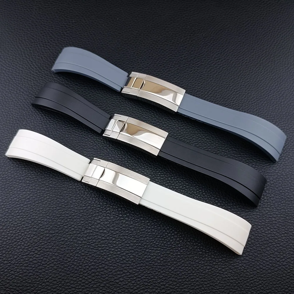 High quality 20mm watch strap rubber waterproof watch strap accessories watch accessories watch strap stainless steel buckle