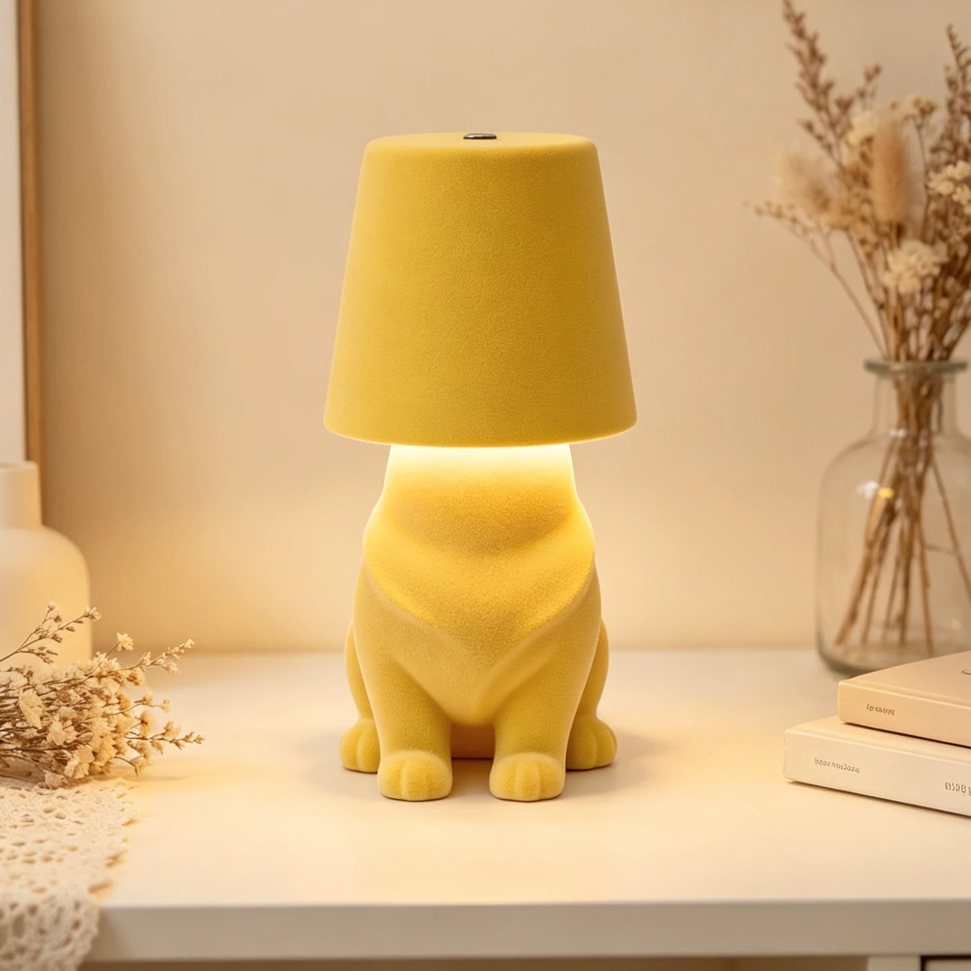 Cute Pet Dog Desk Lamp Charging Soft Light Eye Protection Lamp Children's Room Bedside Table Cabinet Cute Healing Ornament