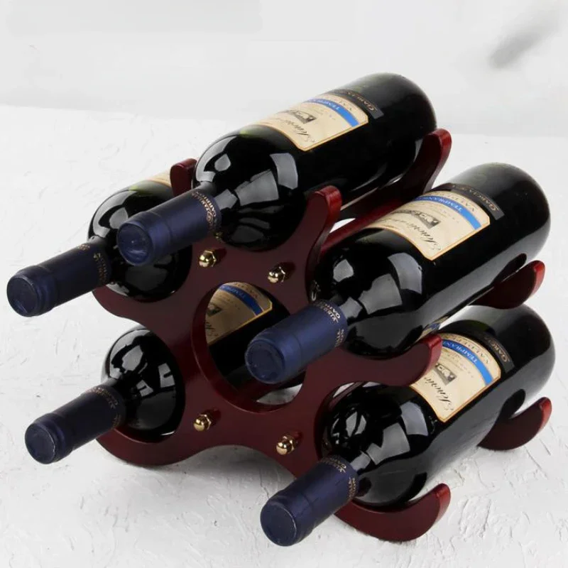 Wooden Red Wine Rack Ornaments Simple Style Creative Storage Wine Bottle Rack Home Decoration Bar & Wine Cabinets Display CS50