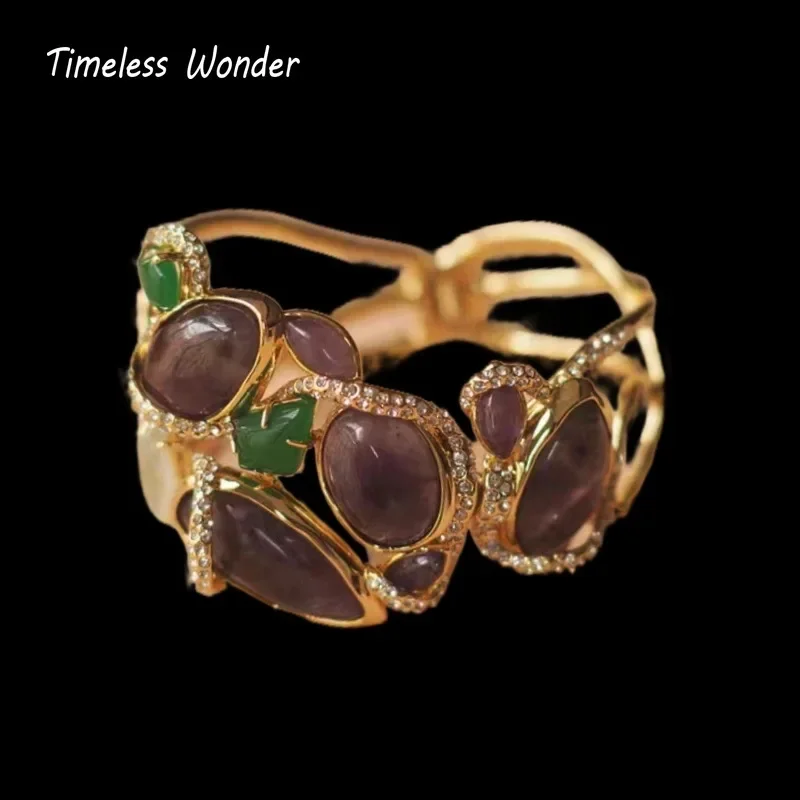 

Timeless Wonder Retro Zircon Geo Stone Bangle Women Designer Jewelry Runway Rare Trendy Statement Top Neat Classy 5151