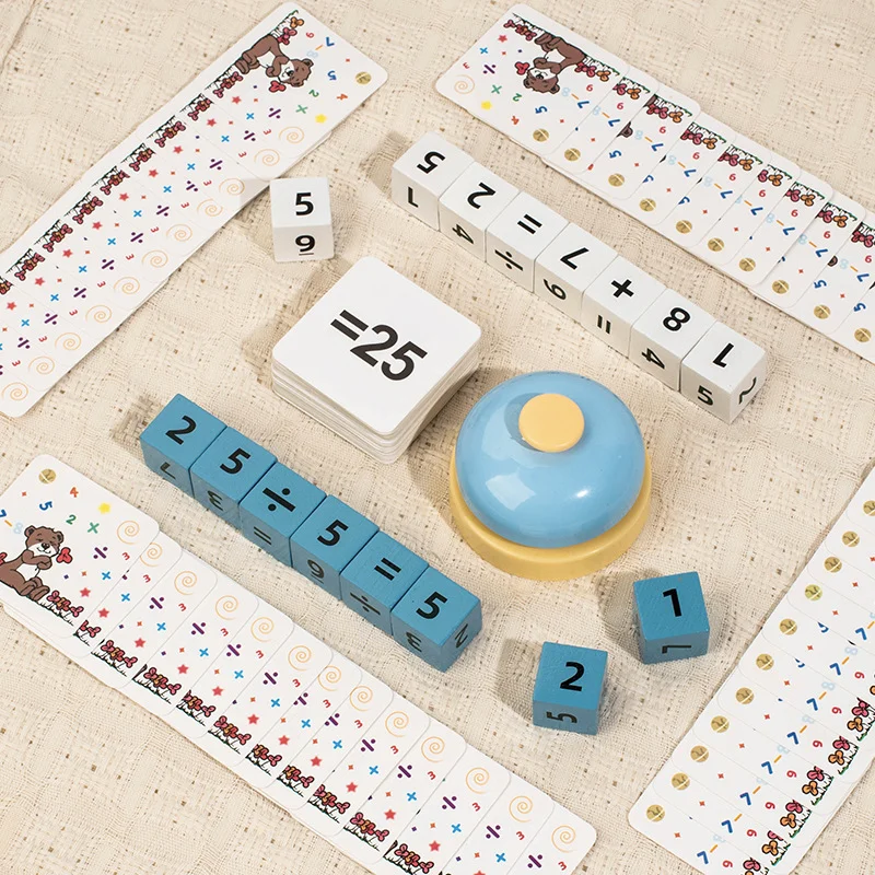 Wooden Montessori Educational Math Toys for Kids Digital Battle Game Addition Minus Multiply Division Operation Party Table Game