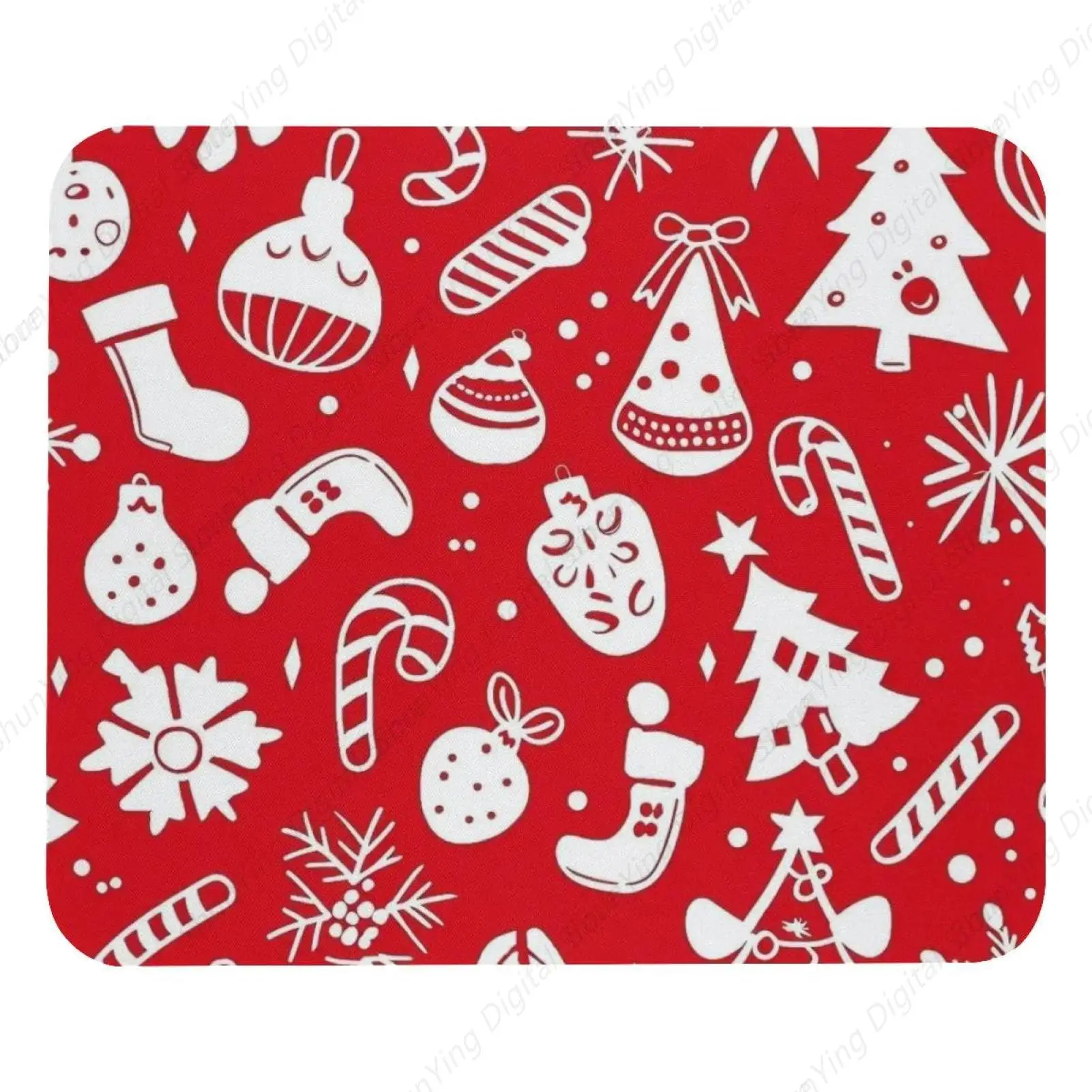 

Red And White Christmas Element Decoration Mouse Pad Anti Slip Rubber Mouse Pad Suitable For Gaming Office Laptops 25*30cm