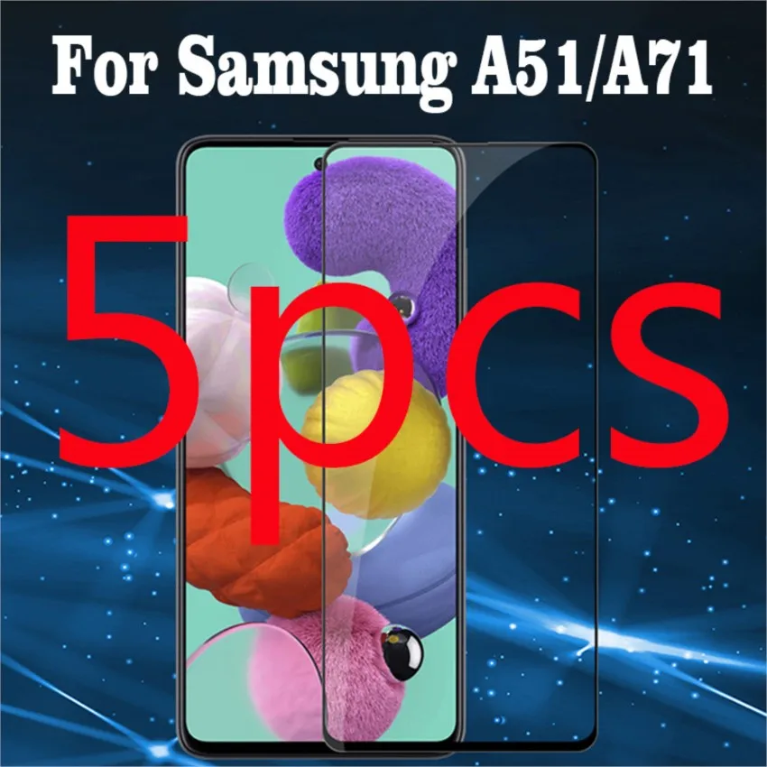 5pcs 3d tempered glass safety for samsung galaxy a51 sm-a515f full cover protective film screen protector on galaxi a71 sm-a7160