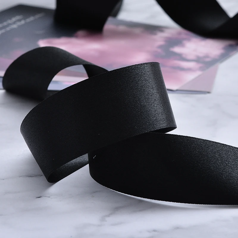 YAMA Single Face Satin Ribbon 25 28 32 38 mm 100yardsBlack White Red Silver for Crafts Wedding Decoration DIY Gifts Hair Bow