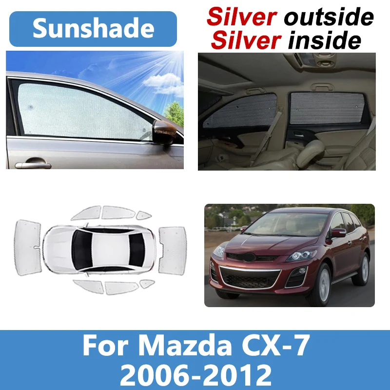 

Аксессуары для Mazda CX-7 ER 2006 ~ 2012, окно автомобиля, полное покрытие, солнцезащитные козырьки, защита от ультрафиолета, отражатель, козырек, автомобильные аксессуары
