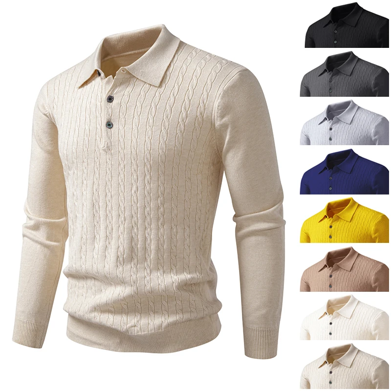 

New Men's Thick Warm Fashion Long Sleeved Casual Pullover Knitted Sweater Men