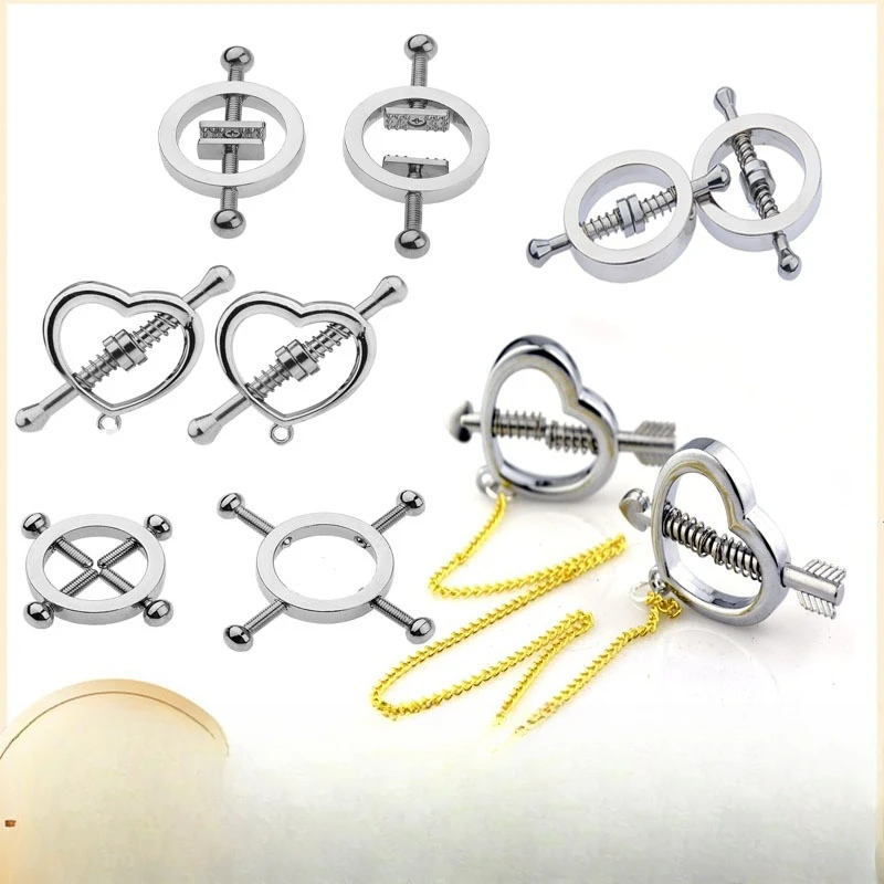 Sex Metal Milk Clip Men's and Women's Milk Clip Chain Couple Flirting Correction Top Plate Spring Milk Clip Adult Sex Products
