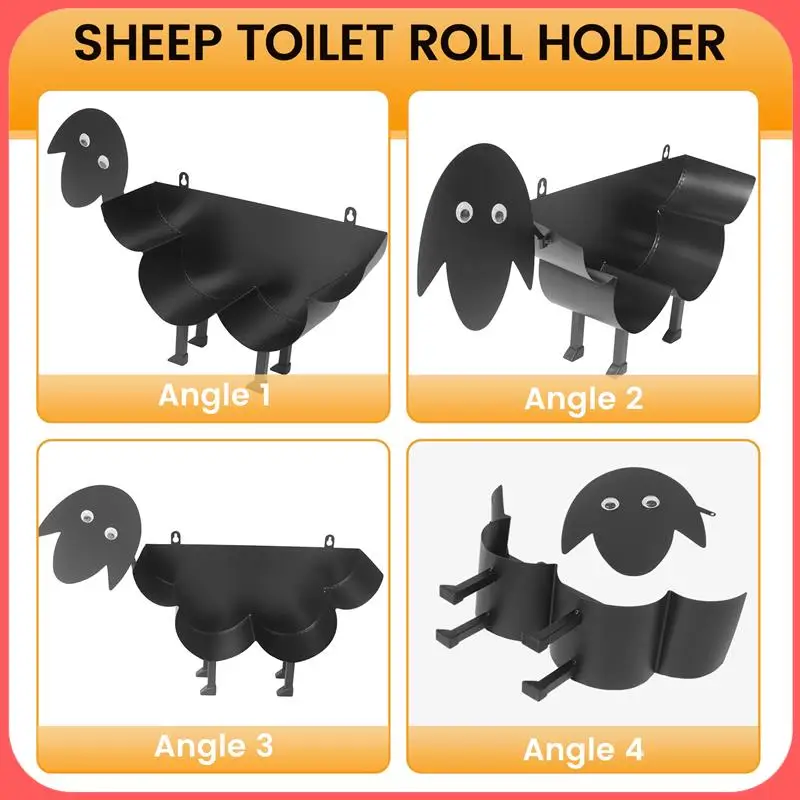

A76I-Новинка, держатель для туалетной бумаги с черной овечкой, украшение для ванной комнаты, отдельно стоящий металлический держатель для бумажных полотенец