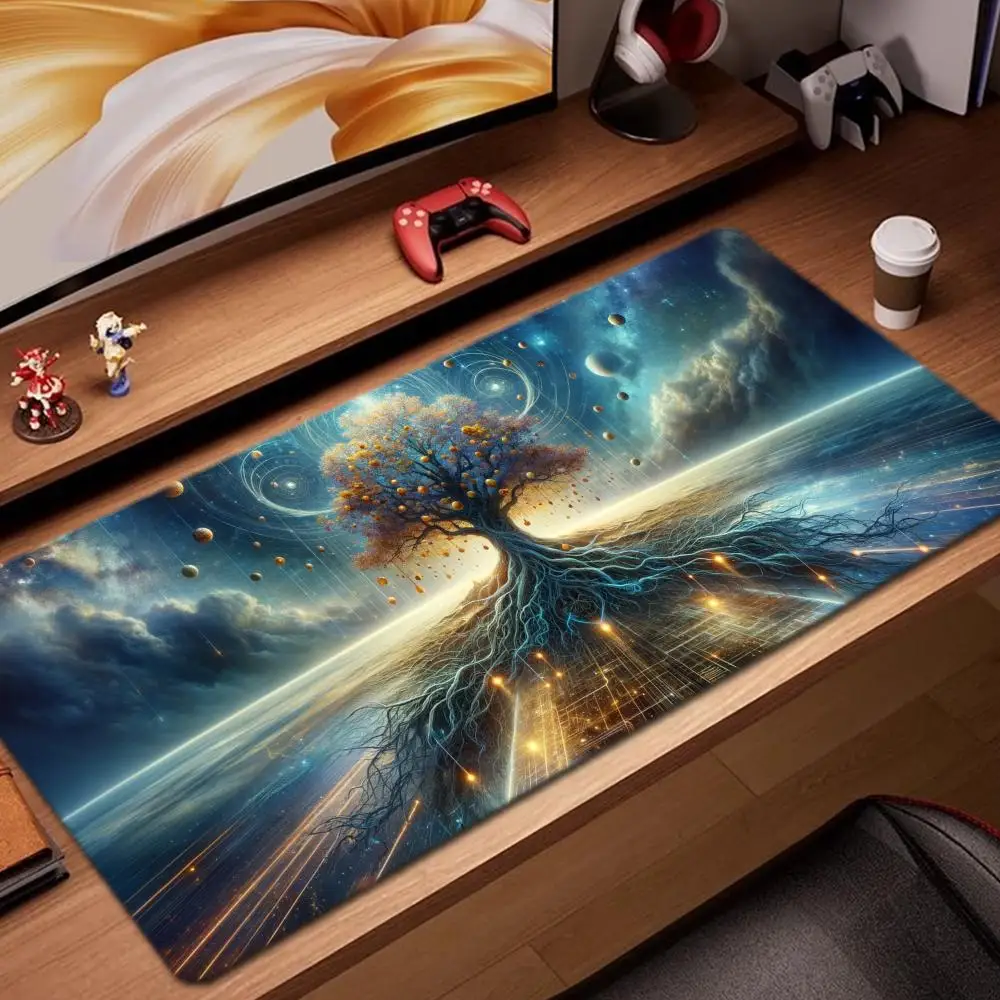 Alfombrilla de ratón The tree of life, accesorios para juegos, alfombrilla de teclado XXL con borde de bloqueo grande, alfombrilla de mesa de 900x400mm, alfombrilla de ratón para juegos