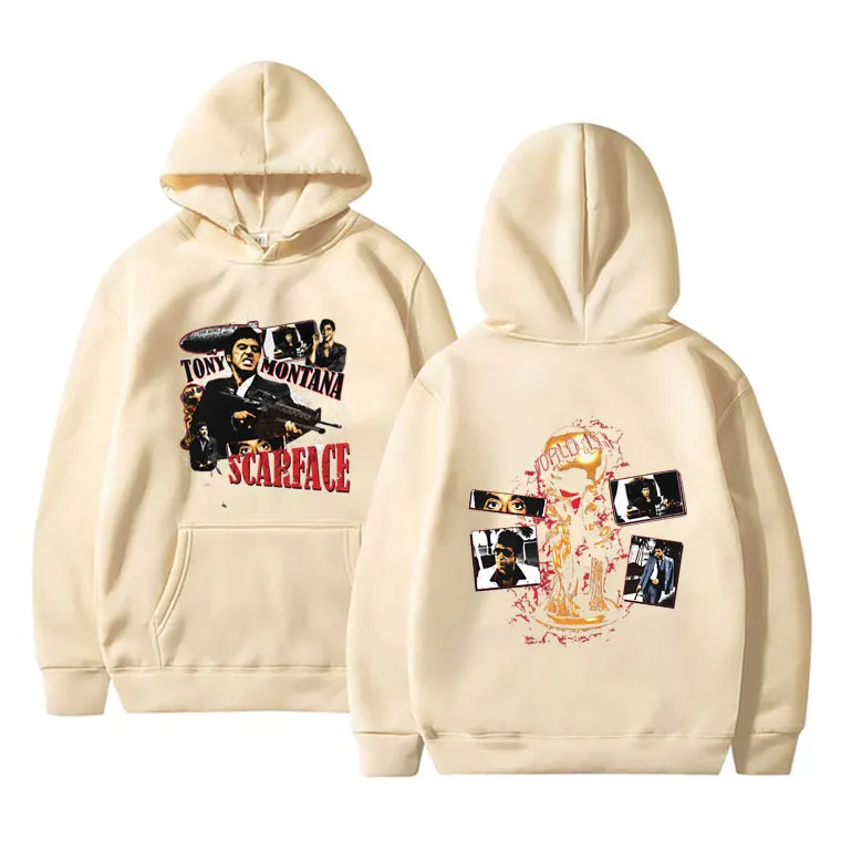 العصابات الشهيرة سكارفيس توني مونتانا آل باتشينو مقنعين البلوز الرجال موضة القطبية البلوز الرجال خمر مقنعين البلوز