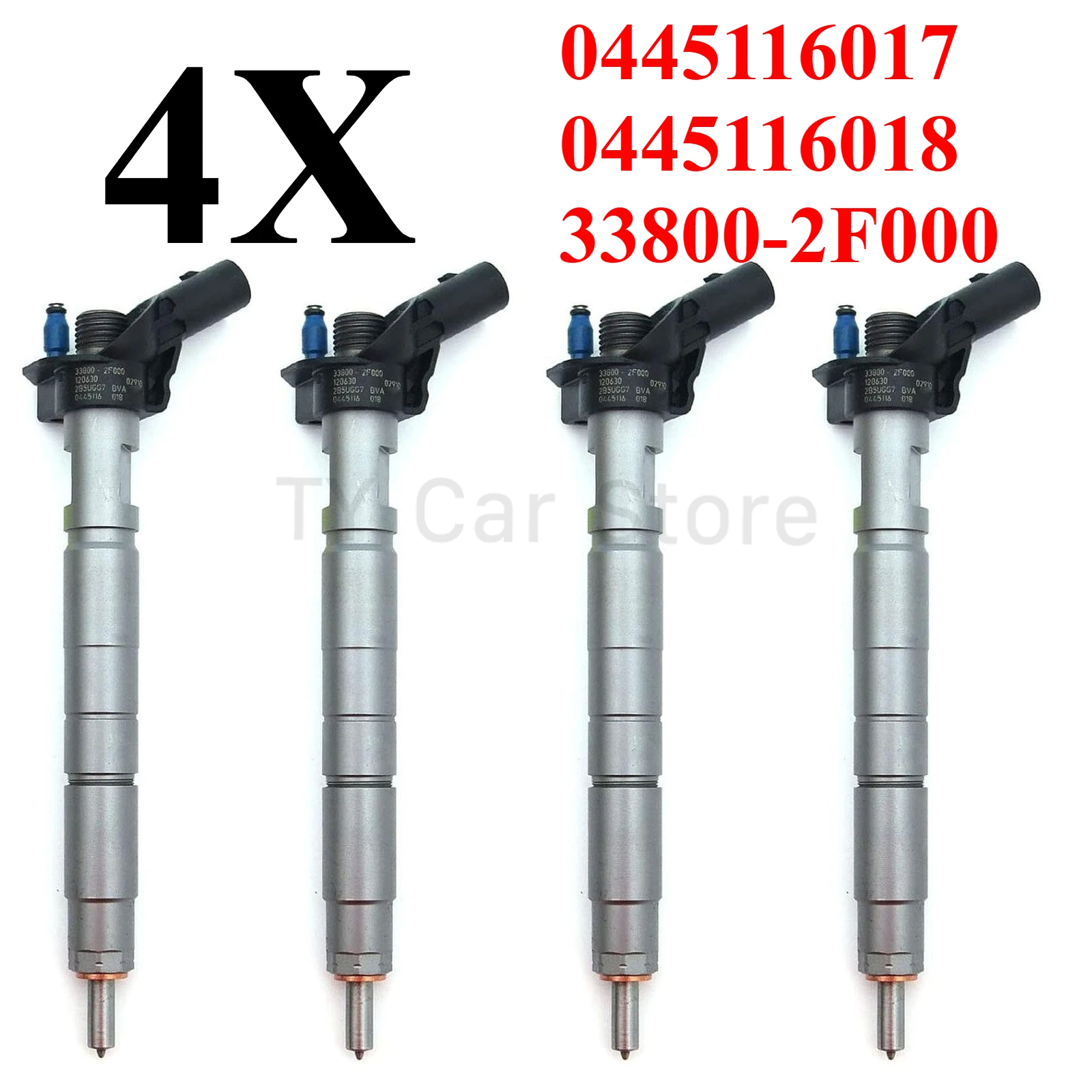 0445116018 33800-2F000 (Set of 4) New Diesel Fuel Injector Nozzle For Bosch Hyundai Santa Fe Kia Sportage Sorento 2.2 CRDi 2009-