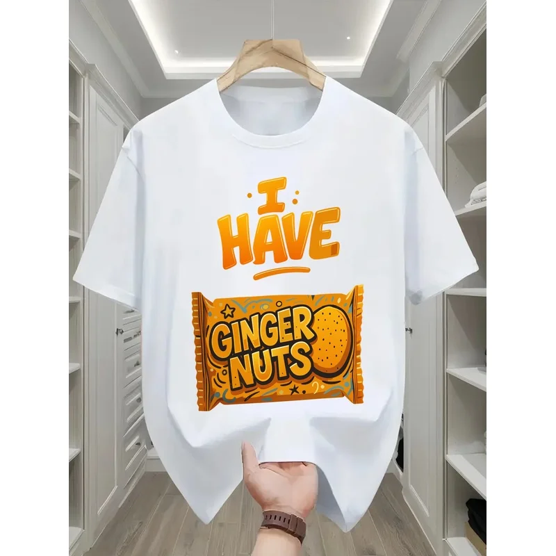 Men'S High-Quality T-Shirt, Fun 'Ginger Nuts' Printed Tee, Men'S Short Sleeve Shirt, Regular Casual Daily Top