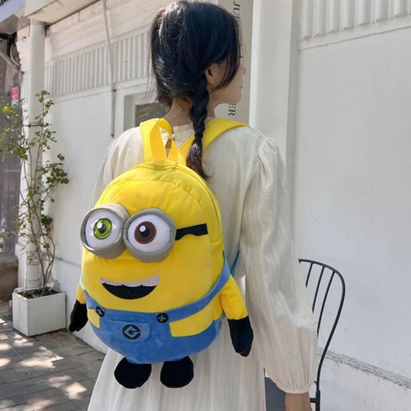 

2026 New New Cartoon Anime Plush Backpack Minions Doll Large Size School Bag Large Capacity Student Cartoon Backpack Gift