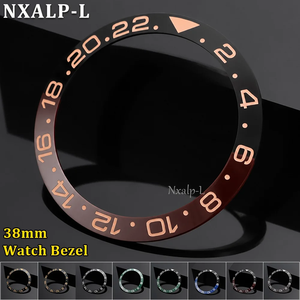 38mm Ceramic Watch Bezel Insert Sloping Watch Bezel Ring Fit 40mm Watch for Rolex Water Ghost for Yacht‑Master GMT for NH35/NH36