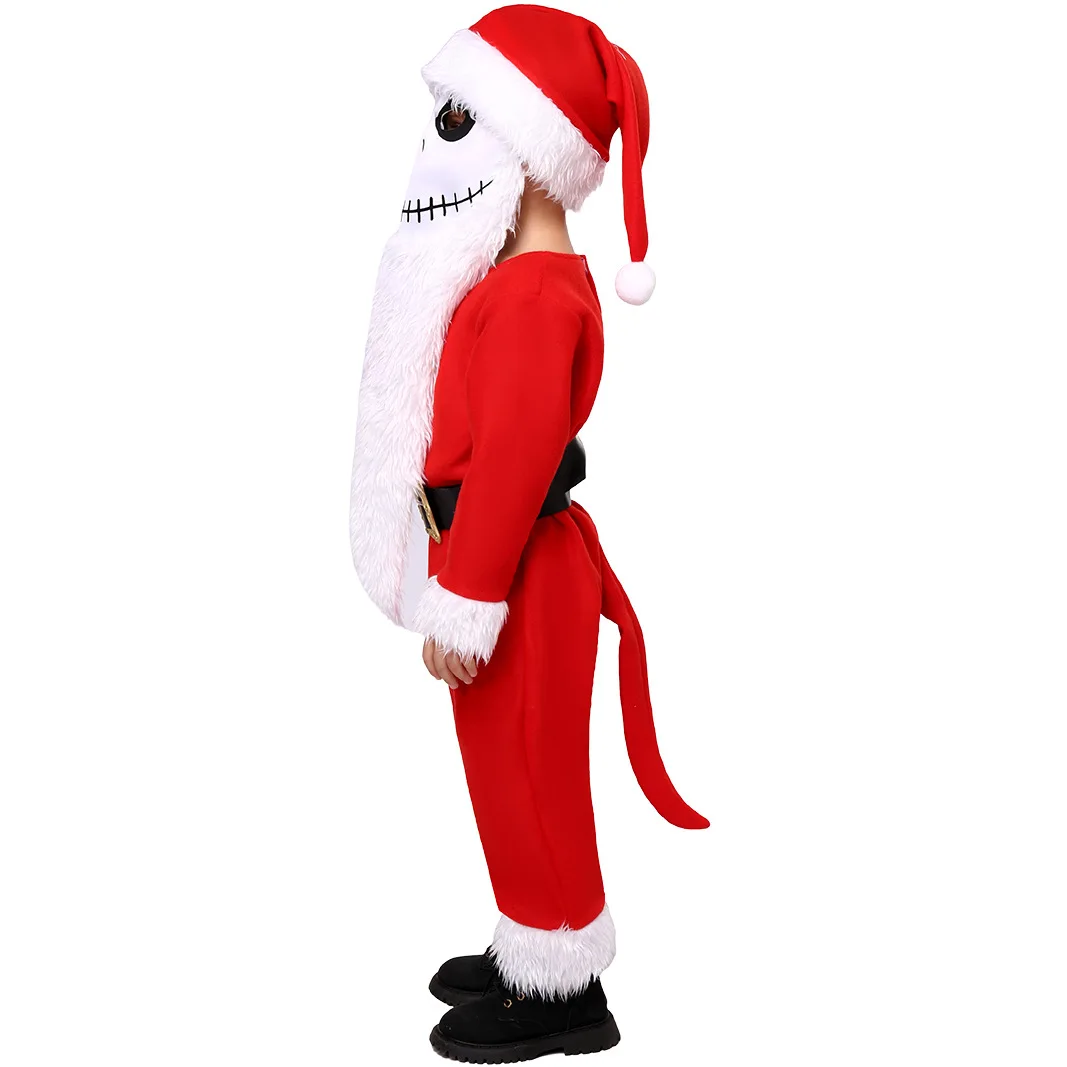 Kids Christmas Jack Skellington Cosplay Santa Claus Costume Face Mask Skull Hat New Year Party Halloween Clothing Party Supply